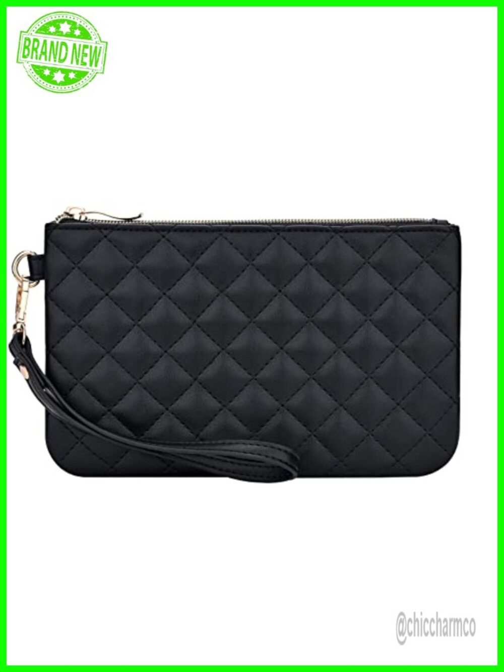 Quilted PU Leather Wristlet Clutch Purse for Women